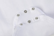 Load image into Gallery viewer, White Collared Unisex Long Sleeve Bodysuit Romper