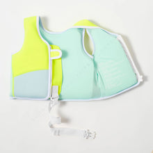 Load image into Gallery viewer, Salty the Shark Swim Vest 2-3 Aqua Neon Yellow