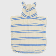 Load image into Gallery viewer, Kids Character Hooded Towel Sid the Seagull Blue Stripe
