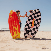 Load image into Gallery viewer, FUNBOY x Hot Wheels Checkered Flame Surfboard (Reversible) Float
