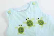Load image into Gallery viewer, Blue Baby Turtles Applique Shortalls
