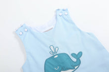 Load image into Gallery viewer, Blue Whale Applique Shortalls
