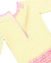 Load image into Gallery viewer, Baby Girls Banana Yellow Seersucker Long Sleeve One Piece Rash Guard
