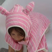 Load image into Gallery viewer, Kids Character Hooded Towel Cotton Candy Pink Stripe
