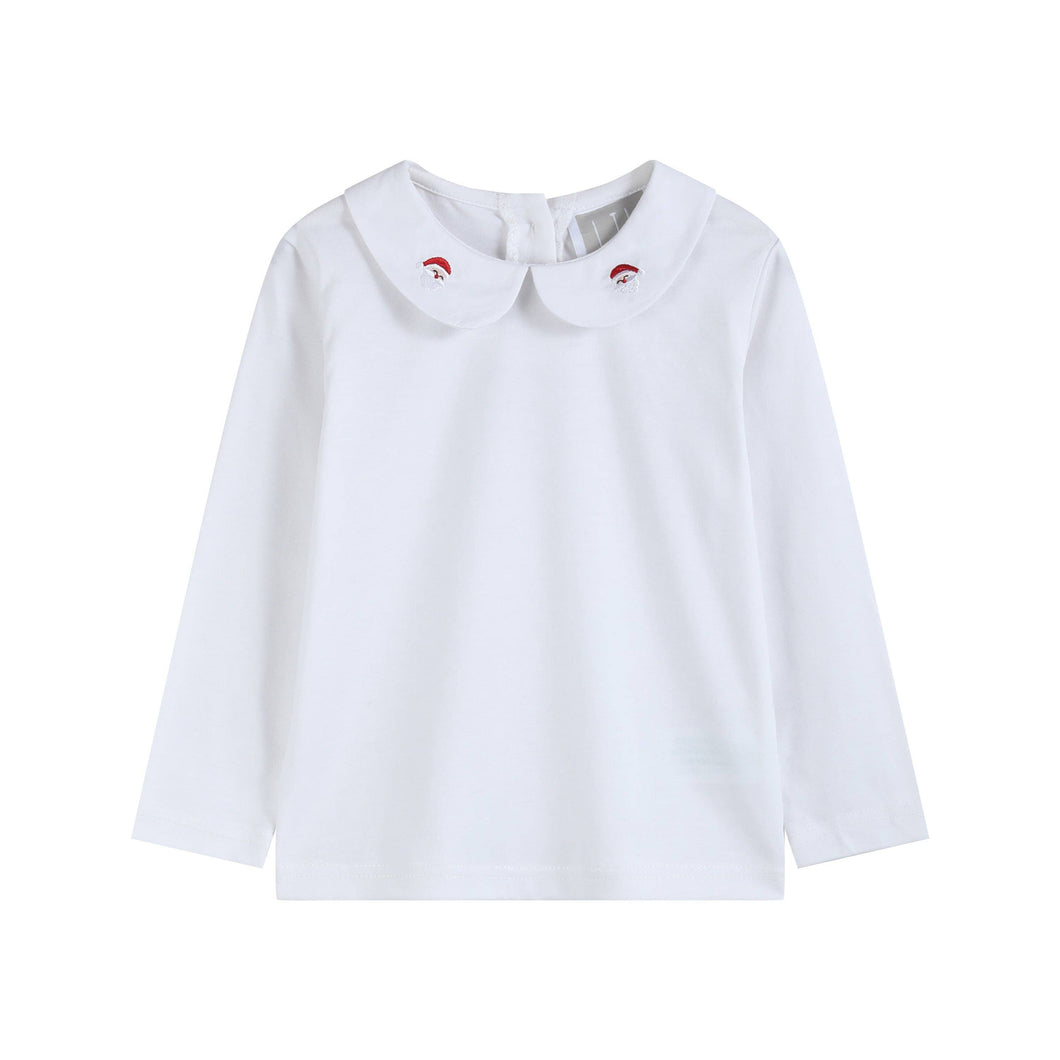 White Cotton Santa Collared Shirt