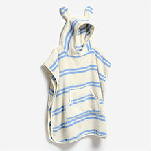 Load image into Gallery viewer, Kids Character Hooded Towel Sid the Seagull Blue Stripe
