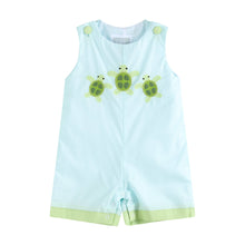 Load image into Gallery viewer, Blue Baby Turtles Applique Shortalls
