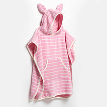 Load image into Gallery viewer, Kids Character Hooded Towel Cotton Candy Pink Stripe
