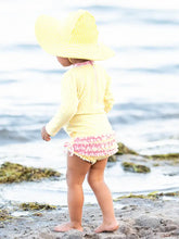 Load image into Gallery viewer, Baby Girls Banana Yellow Seersucker Long Sleeve One Piece Rash Guard
