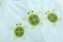 Load image into Gallery viewer, Blue Baby Turtles Applique Shortalls
