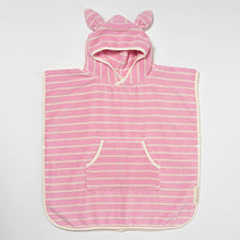 Load image into Gallery viewer, Kids Character Hooded Towel Cotton Candy Pink Stripe
